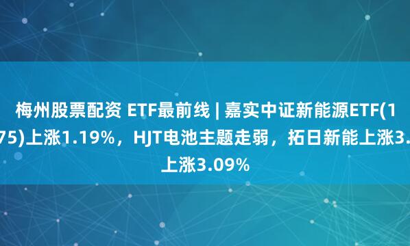 梅州股票配资 ETF最前线 | 嘉实中证新能源ETF(159875)上涨1.19%,HJT电池主题走弱,拓日新能上涨3.09%
