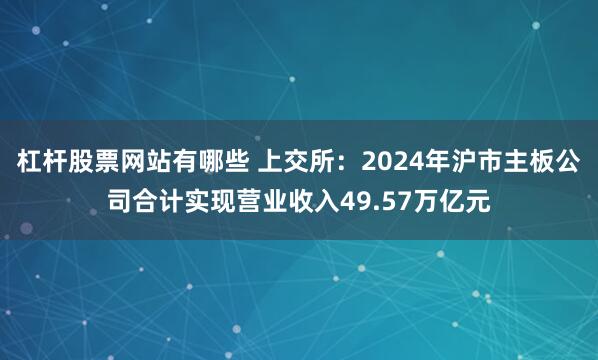 杠杆股票网站有哪些 上交所:2024年沪市主板公司合计实现营业收入49.57万亿元