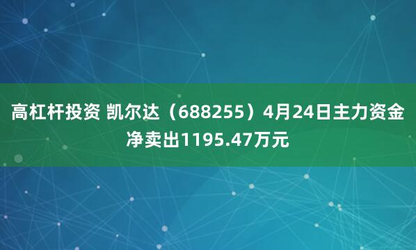 高杠杆投资 凯尔达(688255)4月24日主力资金净卖出1195.47万元