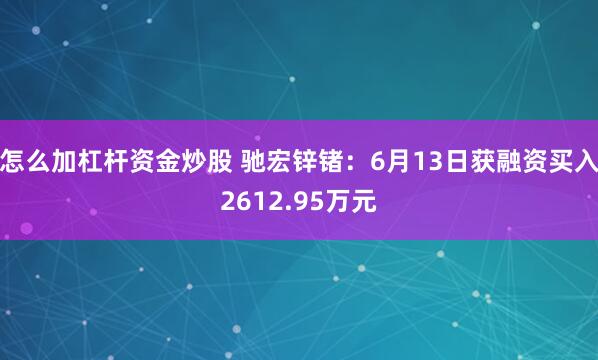 怎么加杠杆资金炒股 驰宏锌锗:6月13日获融资买入2612.95万元