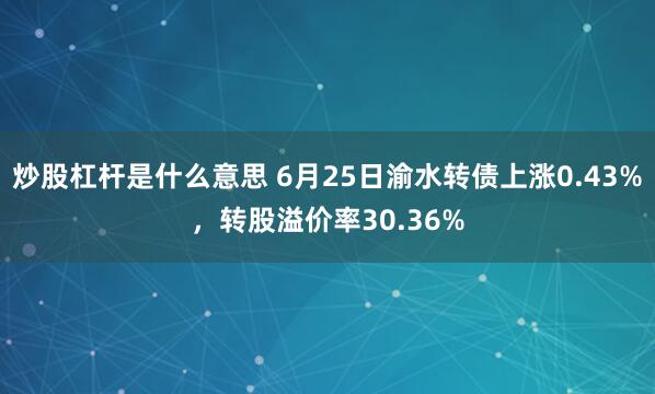 炒股杠杆是什么意思 6月25日渝水转债上涨0.43%，转股溢价率30.36%
