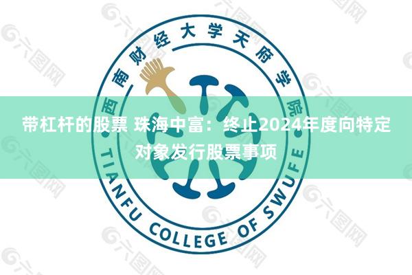 带杠杆的股票 珠海中富：终止2024年度向特定对象发行股票事项