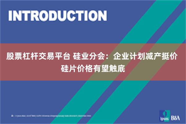 股票杠杆交易平台 硅业分会：企业计划减产挺价 硅片价格有望触底