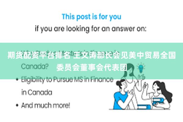 期货配资平台排名 王文涛部长会见美中贸易全国委员会董事会代表团