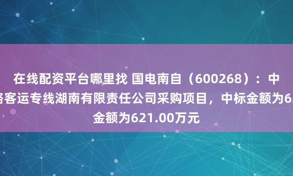 在线配资平台哪里找 国电南自(600268):中标沪昆铁路客运专线湖南有限责任公司采购项目,中标金额为621.00万元