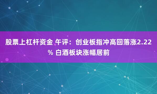 股票上杠杆资金 午评：创业板指冲高回落涨2.22% 白酒板块涨幅居前